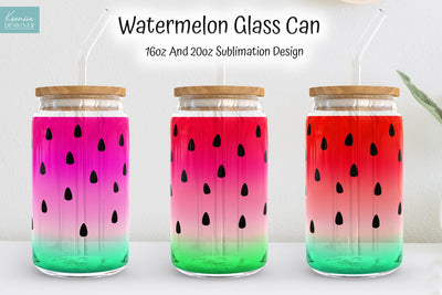 Watermelon Glass Can Sublimation Designs. Full Wrap Sublimation Kseniia designer 
