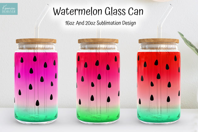 Watermelon Glass Can Sublimation Designs. Full Wrap Sublimation Kseniia designer 