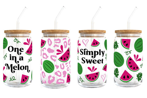 Watermelon Glass Can Wrap Bundle | Summer Glass SVG Wrap SVG B Renee Design 