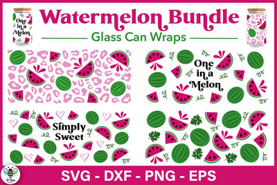 Watermelon Glass Can Wrap Bundle | Summer Glass SVG Wrap SVG B Renee Design 