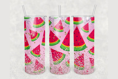 Watermelon Glitter Confetti Tumbler sublimation design 20 oz skinny tumbler wrap Sublimation BambinaCreations 