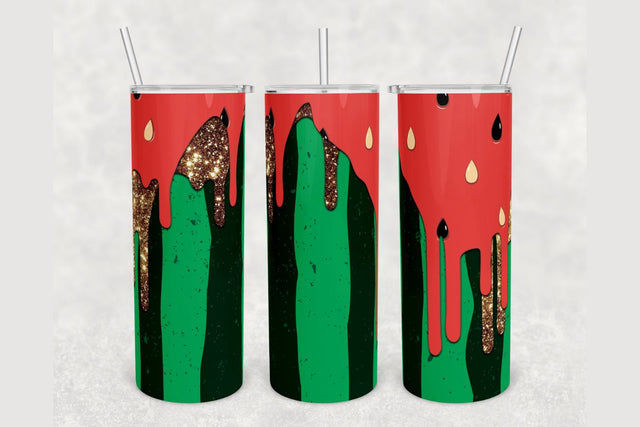 Watermelon Glitter Drip Tumbler sublimation design 20 oz skinny tumbler wrap Sublimation BambinaCreations 