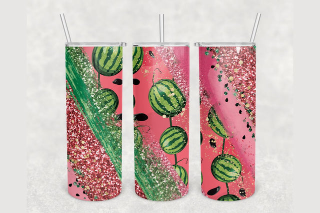 Watermelon Glitter Milky Way Tumbler sublimation design 20 oz skinny tumbler wrap Sublimation BambinaCreations 
