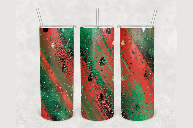 Watermelon Green Glitter Brush Tumbler sublimation design 20 oz skinny tumbler wrap Sublimation BambinaCreations 