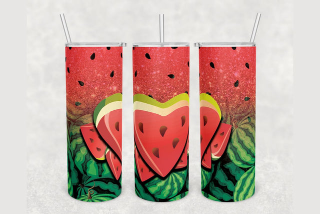 Watermelon Heart Summer Tumbler sublimation design 20 oz skinny tumbler wrap Sublimation BambinaCreations 