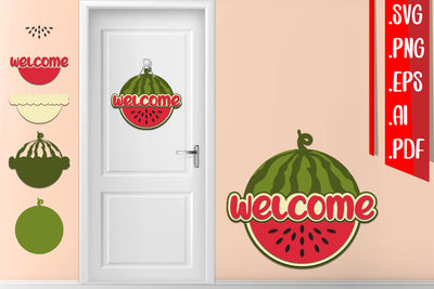 Watermelon Layered Door Sign - svg eps ai png pdf SVG zafrans studio 