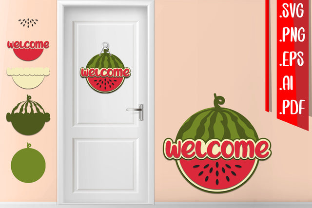 Watermelon Layered Door Sign - svg eps ai png pdf SVG zafrans studio 