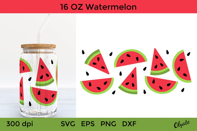Watermelon Libbey Can Glass 16 OZ Wrap. Watermelon SVG. SVG Olga Terlyanskaya 