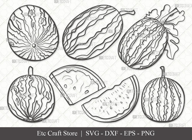 Watermelon Outline SVG Cut File | Watermelon Svg | Watermelon Slice Summer Svg | Fruit Svg | Bundle | Eps | Dxf | Png SVG ETC Craft 