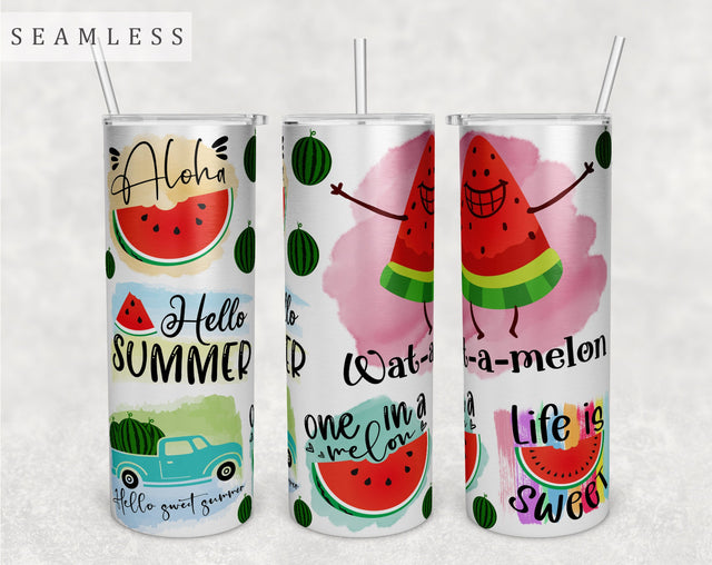 Watermelon Quotes Tumbler Wrap, 20 Oz Skinny Tumbler Sublimation Design, Seamless Watermelon Sayings Tumbler PNG Sublimation HappyDesignStudio 