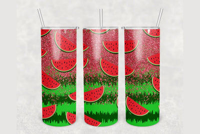 Watermelon Red Glitter Tumbler sublimation design 20 oz skinny tumbler wrap Sublimation BambinaCreations 