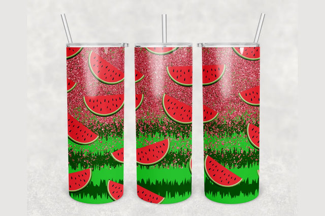 Watermelon Red Glitter Tumbler sublimation design 20 oz skinny tumbler wrap Sublimation BambinaCreations 