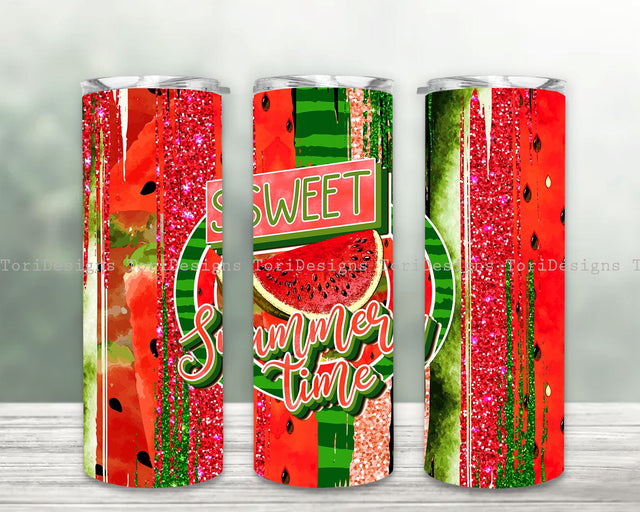 Watermelon Skinny Tumbler, Sweet Summertime Straight Tumblers, Sweet Summertime Sublimation Design Sublimation ToriDesigns 