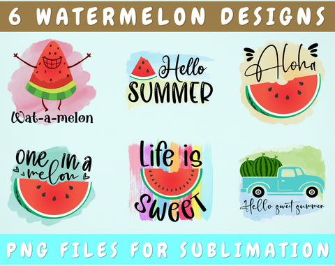 Watermelon Sublimation Designs Bundle, 6 Watermelon PNG Files, Funny Watermelon PNG, One In A Melon PNG Sublimation HappyDesignStudio 