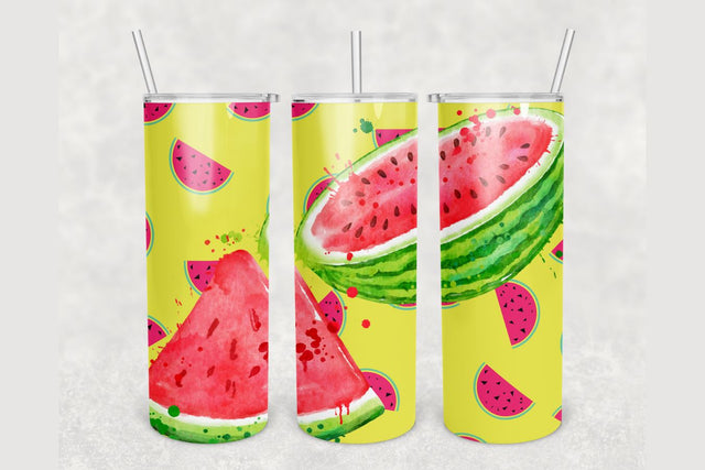 Watermelon Summer Fruit Tumbler sublimation design 20 oz skinny tumbler wrap Sublimation BambinaCreations 