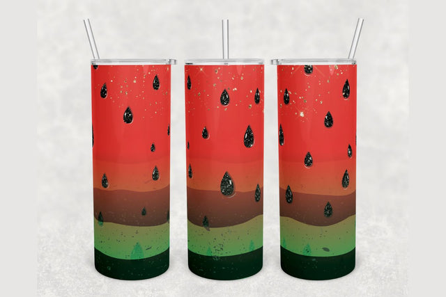 Watermelon Summer Tumbler sublimation design 20 oz skinny tumbler wrap Sublimation BambinaCreations 