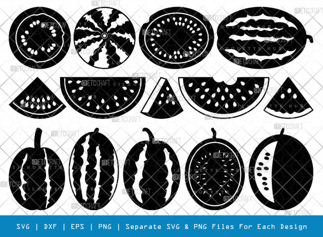 Watermelon SVG, Watermelon Silhouette, Fruits Svg, Summer Svg, Melon Svg, Watermelon Slice Svg, Summer Fruit Svg, Watermelon Bundle SVG ETC Craft 