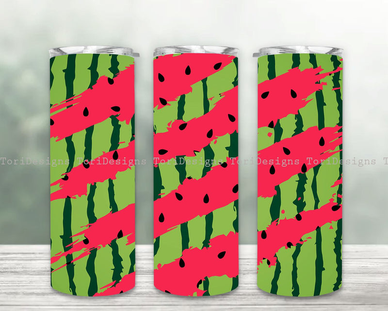 Watermelon Tumbler Wrap PNG, Summer 20 oz Skinny Tumbler Sublimation Design Straight Tapered Template, Seamless Tumbler Wrap Sublimation ToriDesigns 