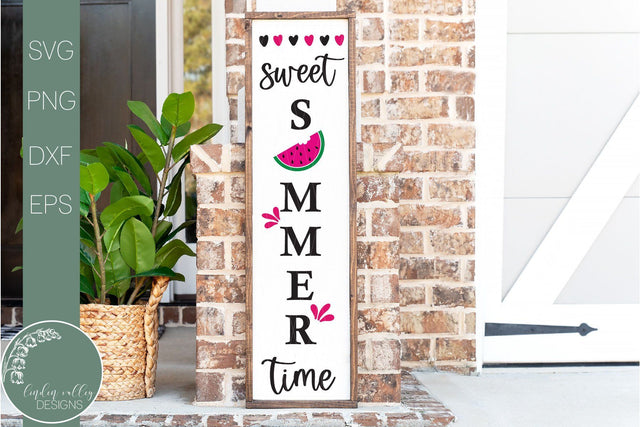Watermelon Vertical Porch Sign Svg-Sweet Summertime Svg SVG Linden Valley Designs 
