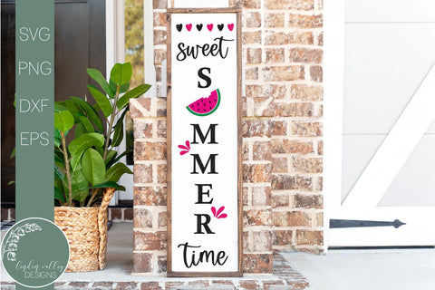 Watermelon Vertical Porch Sign Svg-Sweet Summertime Svg SVG Linden Valley Designs 