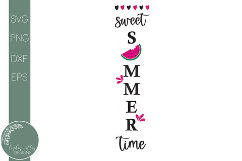 Watermelon Vertical Porch Sign Svg-Sweet Summertime Svg SVG Linden Valley Designs 