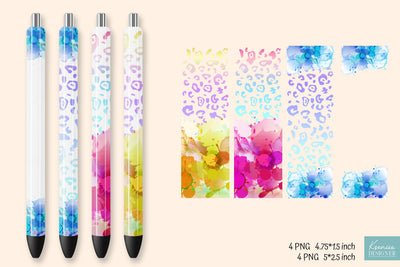 Waterslide Pen Wrap. Watercolor Leopard Pen Wrap Sublimation Sublimation Kseniia designer 