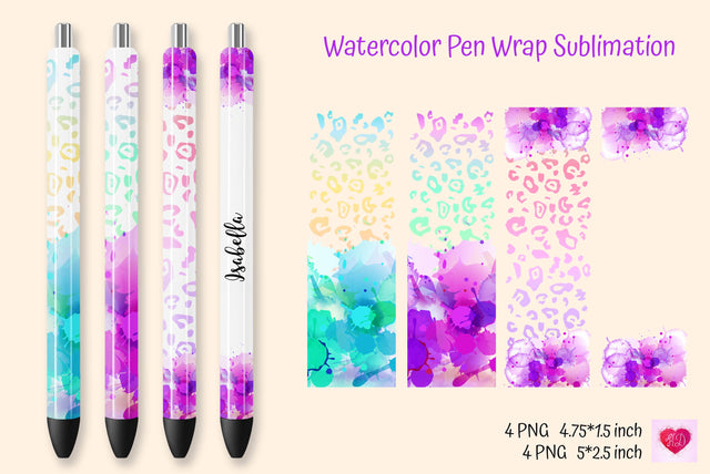 Waterslide Pen Wrap. Watercolor Leopard Pen Wrap Sublimation Sublimation Kseniia designer 