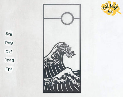 Wave svg, dxf files for plasma, cnc files for wood, japanese svg, adventure svg, waves svg, ocean svg, sun svg, japan svg SVG CutLeafSvg 