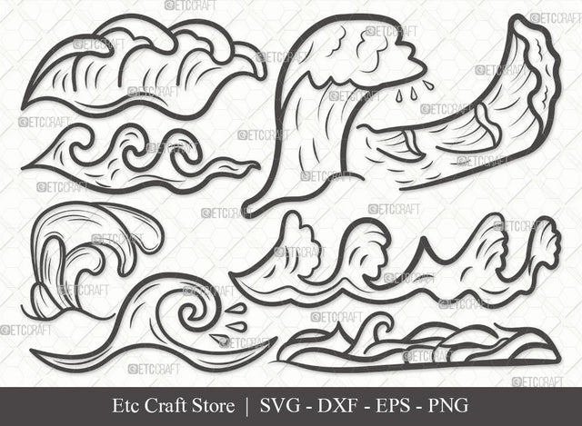 Waves Outline SVG Cut File | Wave Svg | Ocean Waves Svg | Ocean Svg | Sea Waves Svg | Bundle | Eps | Dxf | Png SVG ETC Craft 