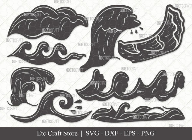 Waves Silhouette SVG Cut File | Wave Svg | Ocean Waves Svg | Ocean Svg | Sea Waves Svg | Bundle | Eps | Dxf | Png SVG ETC Craft 