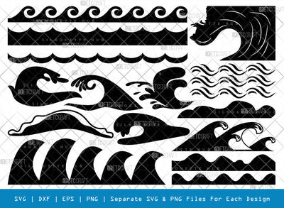 Waves SVG, Waves Silhouette, Sea Waves Svg, Ocean Waves Svg, Surf Svg, Wave Line Svg, Beach Svg, Water Svg, Waves Bundle SVG ETC Craft 