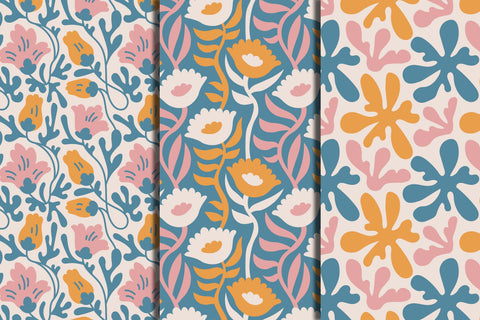 Wavy Pastel Flowers Seamless Patterns Digital Pattern Rin Green 