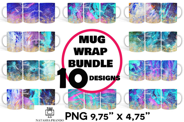Wavy Texture Mug Sublimation Wrap Designs, Ocean Wave Mug SVG Natasha Prando 