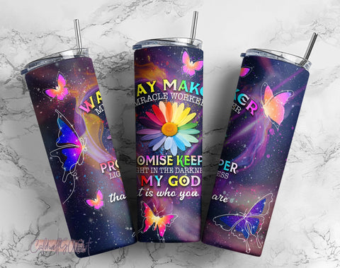 Waymaker Miracle Worker My God, 20 oz Skinny Tumbler Wrap, tumbler PNG Sublimation CaldwellArt 
