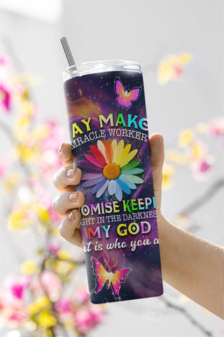 Waymaker Miracle Worker My God, 20 oz Skinny Tumbler Wrap, tumbler PNG Sublimation CaldwellArt 