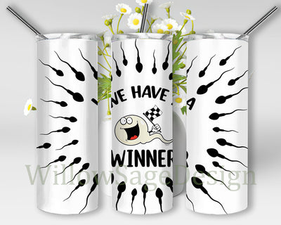 We Have A Winner Tumble Template, New Dad 20oz Skinny Tumbler, Funny Pregnancy Design Tumbler, Baby Announcement Png, Pregnancy Sublimation Design, Digital Download Sublimation WillowSageDesign 