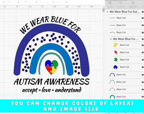 We Wear Blue For Autism Awareness SVG, Autism Awareness Month SVG, Autism SVG For Shirts, Autism PNG For Sublimation SVG HappyDesignStudio 