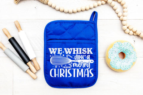 We whisk you a merry christmas, Christmas pot Holder Design SVG DESIGNISTIC 