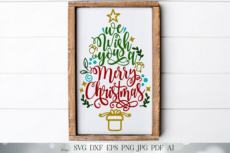 We Wish You A Merry Christmas | Christmas Tree Shape Cutting File and ...