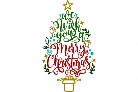 We Wish You A Merry Christmas | Christmas Tree Shape Cutting File and Printable | SVG DXF and More! | Farmhouse Sign SVG Diva Watts Designs 
