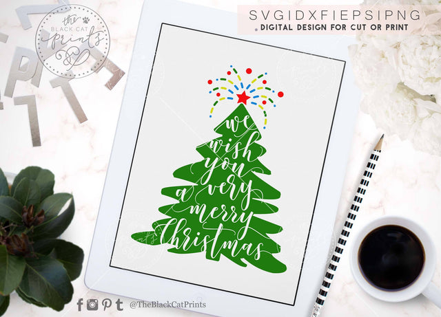 We wish you a very merry Christmas cut file SVG TheBlackCatPrints 