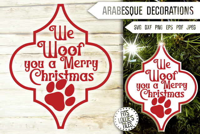 We Woof You A Merry Christmas Svg. Arabesque Ornaments Svg. Dog Svg. Lowe's Tile Svg. Christmas Decorations Svg. Dxf Eps, Png SVG Mint And Beer Creations 