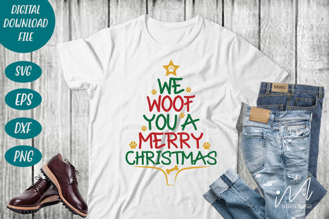 We Woof You A Merry Christmas svg, Merry Christmas svg, Chrsitmas tree svg, Christmas gift svg, Christmas woof svg, funny christmas svg SVG Isabella Machell 