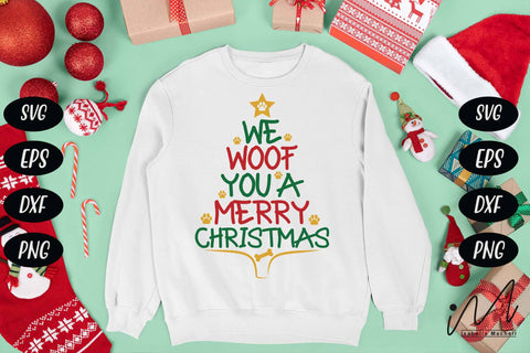 We Woof You A Merry Christmas svg, Merry Christmas svg, Chrsitmas tree svg, Christmas gift svg, Christmas woof svg, funny christmas svg SVG Isabella Machell 