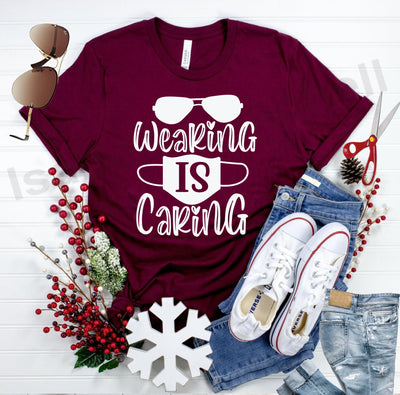wearing is caring svg, social distancing t shirt svg, cut files, covid t shirt svg, covid 19 svg, health awareness svg SVG Isabella Machell 