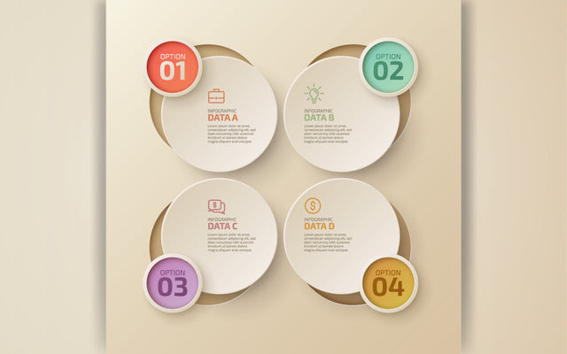 Web rounded infographic template with colorful cycle diagram four options and icons SVG naemmiah021 