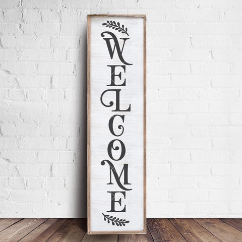 Weclome - vertical Front Door Sign - Farmhouse Style SVG Chameleon Cuttables 