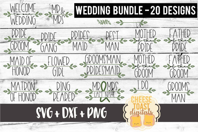 Wedding Bundle - 20 Designs - SVG PNG DXF Cutting Files SVG Cheese Toast Digitals 