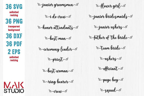 Wedding bundle svg, Bride bundle svg, Bride bundle svg files, Bridesmaid svg, Maid of honor svg SVG MAKStudion 