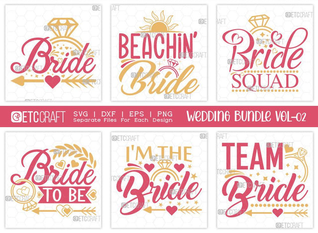 Wedding Bundle Vol-02 | Bride Svg | Wedding Svg | Beachin Bride Svg | Bride Squad | Marriage Svg | T-shirt Design SVG ETC Craft 